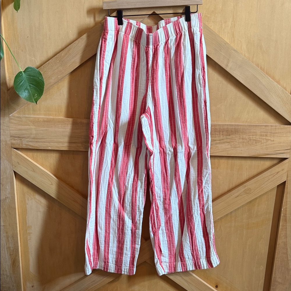 Old Navy Red and White Striped Wide Leg Pants